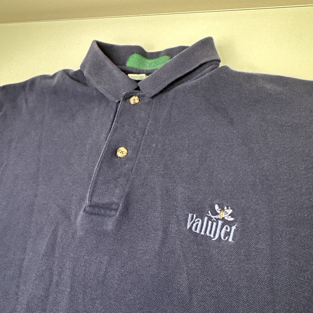 Vintage Valujet Airlines Employee Short Sleeve Polo Shirt Size Medium Rare